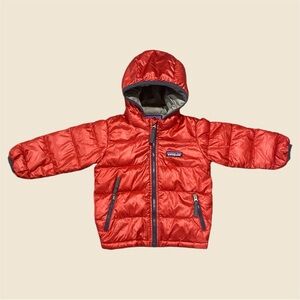Patagonia Baby Hi-Loft Down Sweater Hoody Red Puffer Jacket Size 6-12M